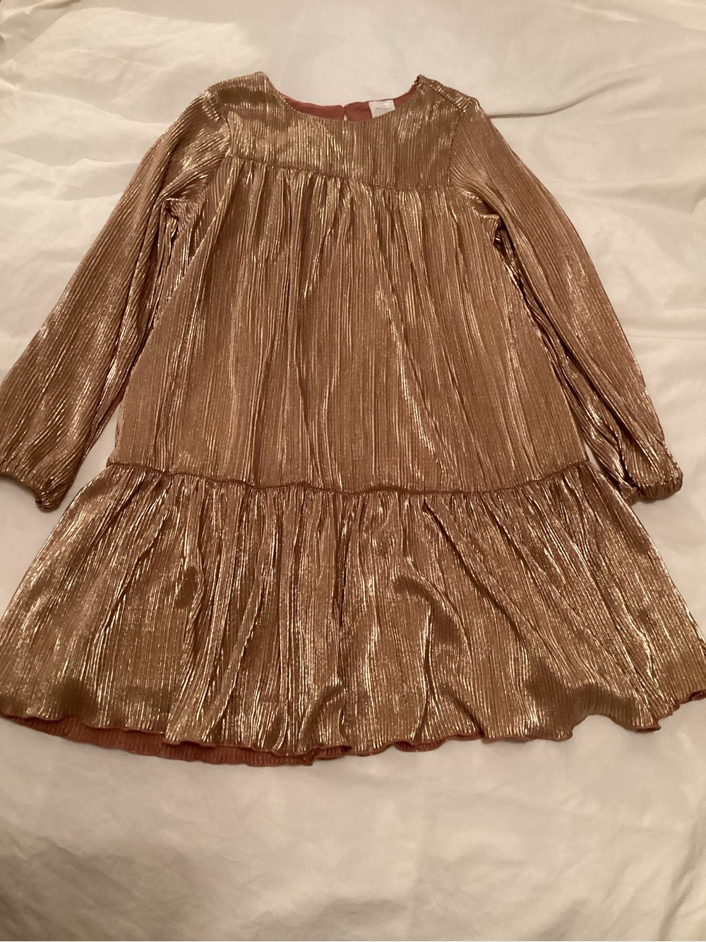 Hanna Andersson Metallic Gold Ribbed Party Dress